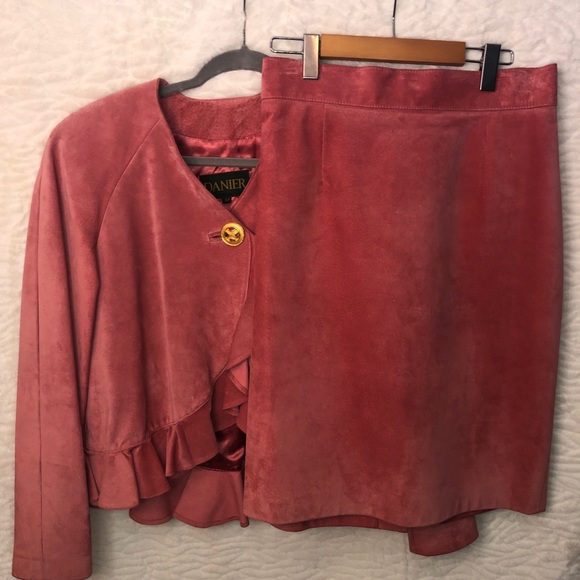 Vintage Danier Pink Two Piece Set Skirt and Jacket - Picture 1 of 16